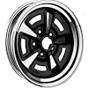 WV410C Rally II Wheel; 1967-81 Pontiac; 15" x 7"; 4" Backspacing; 5 x 4-3/4" Lug Pattern; Chrome and Black Finish - image 1
