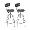 Adjustable Hydraulic Stools with Backrests Black Set of Two - image 1