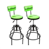 Adjustable Hydraulic Stools with Backrest Green Set of Two - image 1