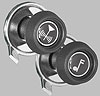 Black Knob Set Chrome Backing Plates - image 1