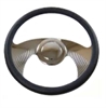 14 POLISHED BILLET WINGS STYLE STEERING WHEEL WITH LEATHER GRIP - image 1