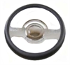 14 POLISHED BILLET CLASSIC STYLE STEERING WHEEL WITH LEATHER GRIP - image 1