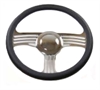 14 Chrome Billet Slash Style Steering Wheel with Leather Grip - image 1