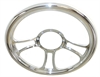 14 CHROME BILLET SOLID TRINITY STEERING WHEEL - image 1