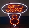 Ford V8 Red And White Neon Sign On Metal Grid - image 1