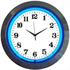 Chrome Rim Blue Neon Clock - image 1