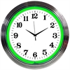 Chrome Rim Green Neon Clock - image 1