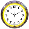 Chrome Rim Yellow Neon Clock - image 1