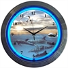 Dolphins At Sea Neon Clock - image 1
