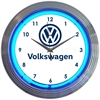 Volkswagen VW Blue Neon Clock