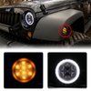 JJKSFH Side Fender Amber LED Light Kit, w/ White HALO, Fits 06-17 Jeep Wrangler JK - image 2