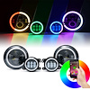 RS9JL4 9 in. Adapted HeadLights & 4 in. FogLights ColorSMART Combo Complete RGB Multi-Color Kit, 2018+ Jeep JL