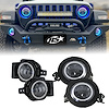 RS9JL4-C Chasing Version 9 in. Adapted HeadLights & 4 in. FogLights ColorSMART Combo Complete RGB Multi-Color Kit, 2018+ Jeep JL