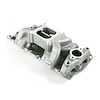 82026 Aluminum Dual Plane Air Gap Intake for Small Block Chevy [Satin] - image 1