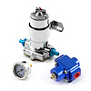 140 Gph Universal High Flow Chrome Electric Fuel Pump w/ Blue Regulator / Gauge - image 1