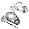 Chevy SBC 350 Double Roller 2pc Adj Billet Steel Timing Chain / Cover Kit