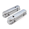 PCE314.1048 Pontiac 326 400 455 Chrome Steel Valve Covers - 3 1/2 in. Tall w/ Baffled Hole - image 1