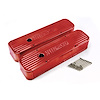 Chevy SBC 350 Red Anodized Fabricated Valve Covers - Tall w/ Hole - image 1