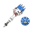 PCE376.1222.02 Ford 351c Cleveland 460 8020 Series Pro Billet Ready to Run Distributor Blue