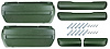 BK16DG Armrest Kit, 1968-69 Front Pads/Bases w/Rear Pads Only - image 1
