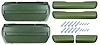 BK16JG Armrest Kit, 1968-69 Front Pads/Bases w/Rear Pads Only