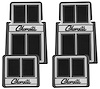 CFM0304BK Rubber Floor Mat Set for 1964–1977 Chevy Chevelle, w/ Chevelle Logo [Black/Grey] - image 1