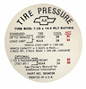 Decal 68 Chevelle Tire Pressure Except SS - image 1