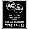 Decal 1959-60 Bonn/Cat Oil Filter PF122 - image 1