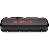 Die-Cast Aluminum Tall Valve Covers for 1965-1996 Big Block Chevy with Chevrolet/Bowtie Recessed Emblem in Black Crinkle Finish - image 1