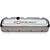 Die-Cast Aluminum Tall Valve Covers for 1965-1996 Big Block Chevy with Chevrolet/Bowtie Recessed Emblem in Polished Finish - image 1