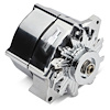 141-151 Slant-Edge Alternator with Raised Bowtie Emblem for Chevy Small Block, Big Block V8 Engines [Polished]