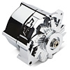 141-154 Slant-Edge Alternator with Black Recessed Bowtie Emblem for Chevy Small Block, Big Block V8 Engines [Chrome] - image 1
