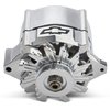 141-156 Slant-Edge Alternator with Black Recessed Bowtie Emblem for Chevy Small Block, Big Block V8 Engines [Polished] - image 2