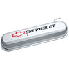 141-264 Die-Cast Slant-Edge Valve Covers for GM Gen III/IV LS Engines w/Recessed Black, Red Chevrolet Logo [Polished] - image 1