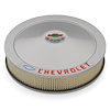 Classic Chevrolet 14"x3" Air Cleaner Kit with Bowtie & Chevrolet Emblem in Metallic Gray Finish - image 1