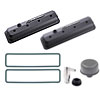 1987-Up Small Block Chevy Die-Cast Slant-Edge Center Bolt Valve Cover Kit with Raised Emblems in Black Crinkle - image 1