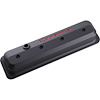 Slant-Edge Tall Cast Aluminum Valve Covers for 1987-Pre LS Small Block Chevy [Black, Recessed Red Emblem] - image 1