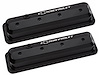 141-847 Slant-Edge Valve Covers for 1987-Up Small Block Chevy with Chevrolet/Bowtie Raised Emblem in Liquid Black Finish - image 1
