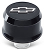 141-849 Slant-Edge Aluminum Chevy Bowtie Push-In Air Breather Cap [Liquid Black] - image 1