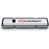 Chrome Short Valve Covers with Red Bowtie & Black Chevrolet Emblem for 1958-1986 Small Block Chevy - image 1