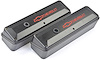 2-Piece Die-Cast Aluminum Valve Covers for 1958-1986 Small Block Chevy with Red Bowtie/Chevrolet Emblem in Black Crinkle Finish - image 1