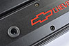 2-Piece Die-Cast Aluminum Valve Covers for 1958-1986 Small Block Chevy with Red Bowtie/Chevrolet Emblem in Black Crinkle Finish - image 4