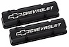 141-919 Slant-Edge Valve Covers for 1958-1986 Small Block Chevy with Chevrolet/Bowtie Raised Emblem in Liquid Black Finish - image 1