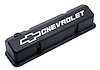 Slant-Edge Tall Cast Aluminum Valve Covers for 1959-1986 Small Block Chevy [Black, Raised Milled Emblem]