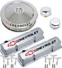 1958-1986 Small Block Chevy Engine Dress-Up Kit with Recessed Red/Black Emblems in Polished Finish - image 1