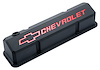 Die-Cast Slant-Edge Valve Covers for 1958-1986 Small Block Chevy Chevrolet/Bowtie Recessed Emblem in Black Crinkle Finish