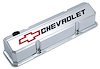 Die-Cast Slant-Edge Valve Covers for 1958-1986 Small Block Chevy Chevrolet/Bowtie Recessed Emblem in Chrome Finish - image 1