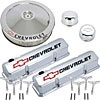 1958-1986 Small Block Chevy Engine Dress-Up Kit with Recessed Red/Black Emblems in Chrome Finish - image 1
