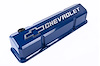 Die-Cast Slant-Edge Valve Covers for 1958-1986 Small Block Chevy with Chevrolet/Bowtie Raised Emblem in Blue Finish - image 1