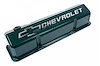 Die-Cast Slant-Edge Valve Covers for 1958-1986 Small Block Chevy with Chevrolet/Bowtie Raised Emblem in Green Finish